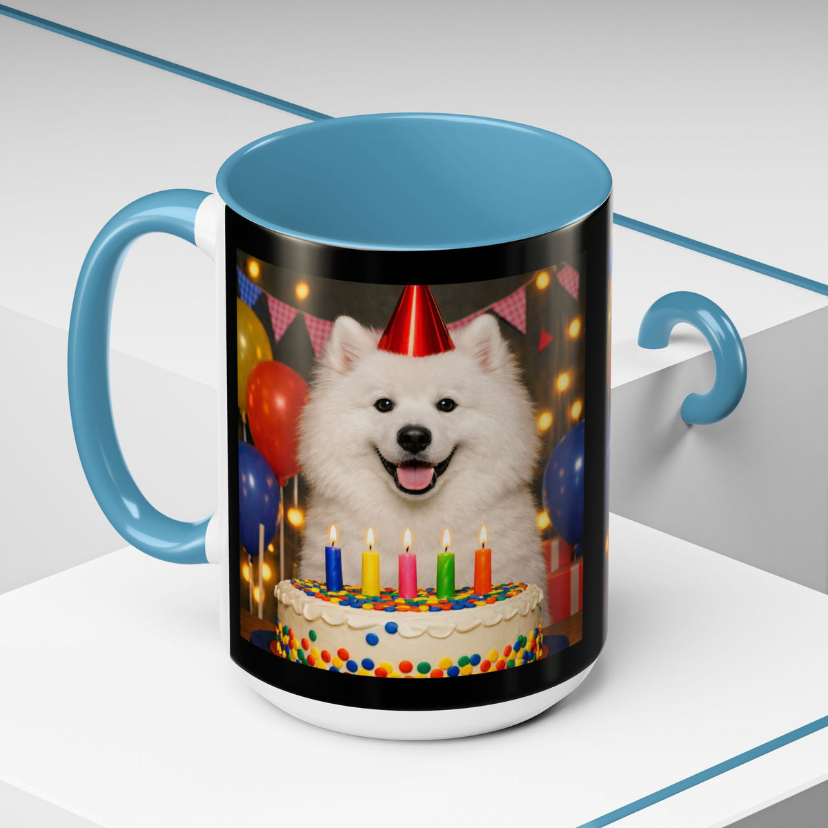 Birthday Buddy Samoyed 2-Tone Coffee Mug