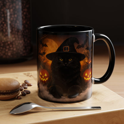 Witch Hat Pack Cat 2-Tone Coffee Mug