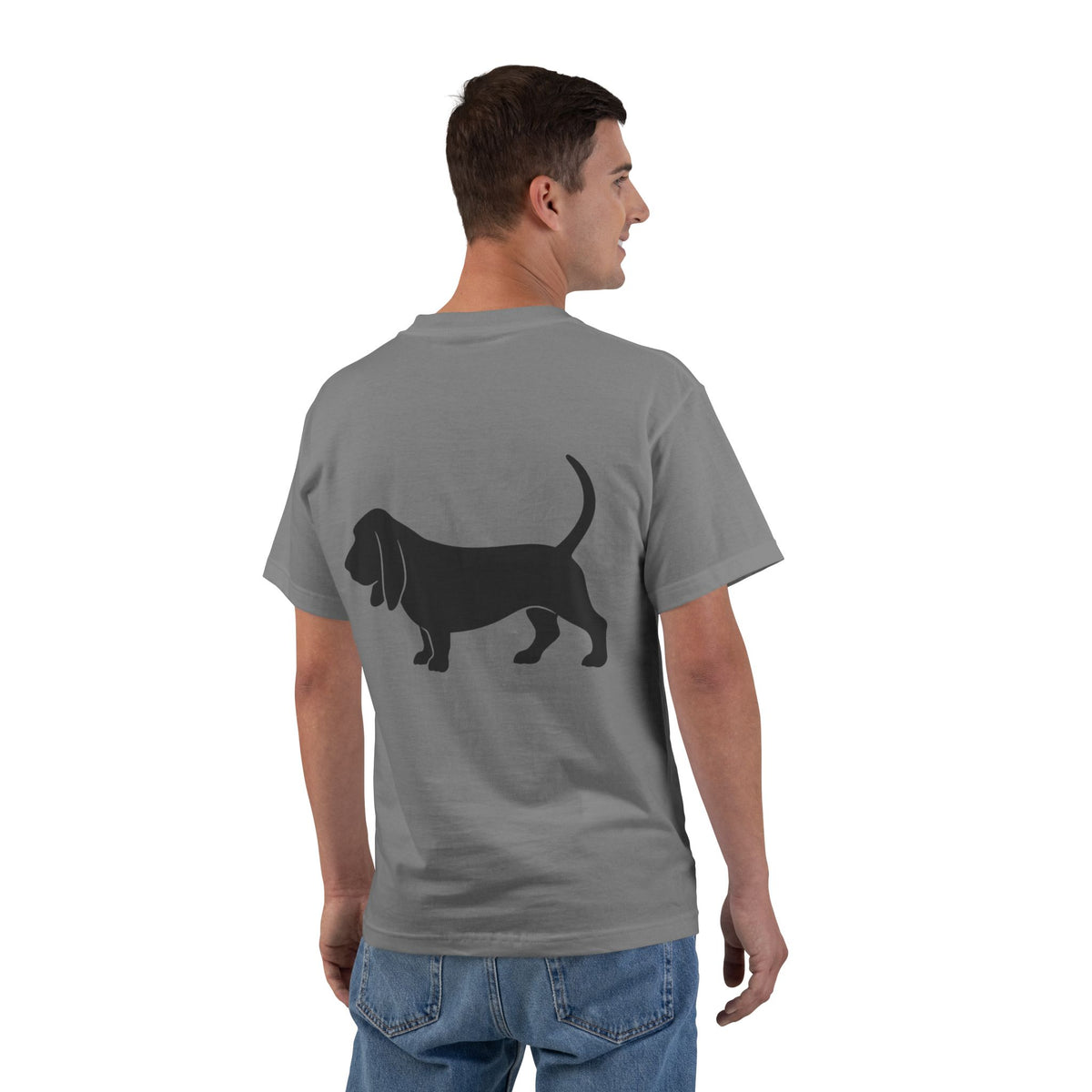 Basset Silhouette Men's Short-Sleeve Crewneck Tee
