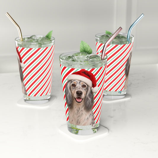 Santa Paws English Setter Drinking Glass