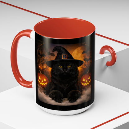 Witch Hat Pack Cat 2-Tone Coffee Mug