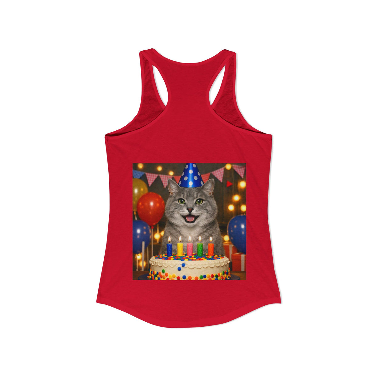 Birthday Buddy Cat Women's Racerback Tank