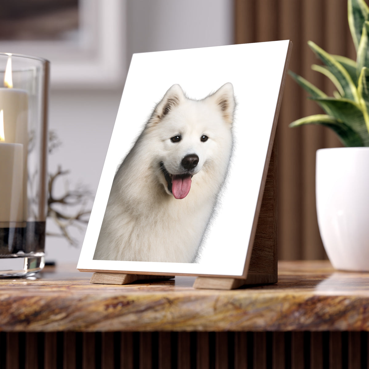 Samoyed Head Ceramic Photo Tile