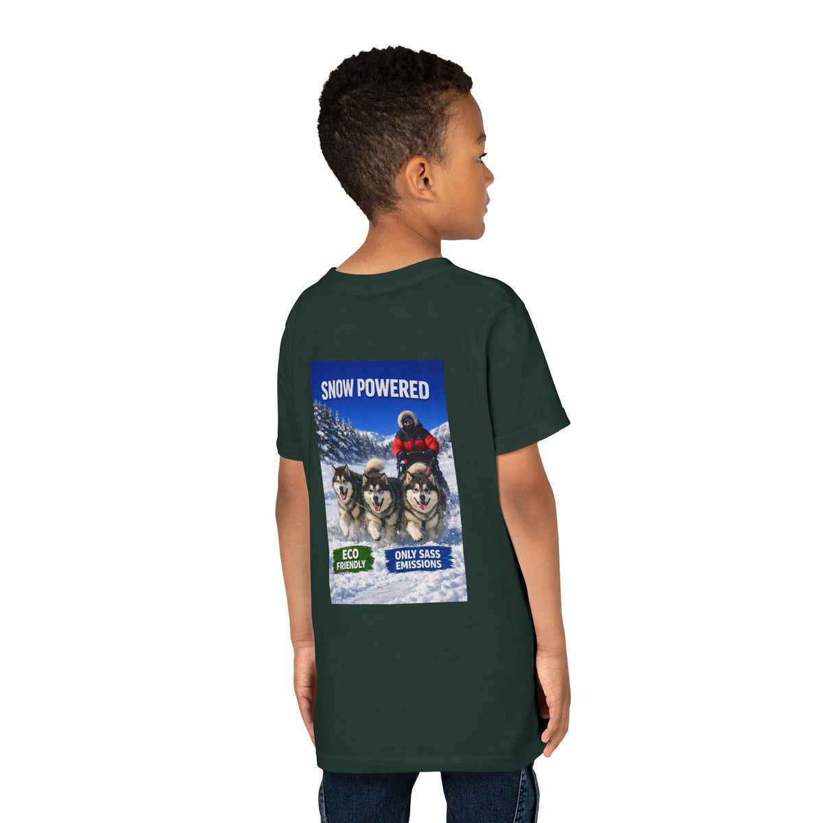 Snow Powered Youth Unisex Short Sleeve Crewneck Tee