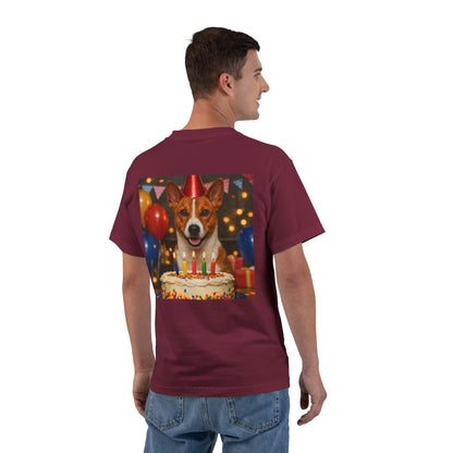 Birthday Buddy Basenji Men's Short-Sleeve Crewneck Tee