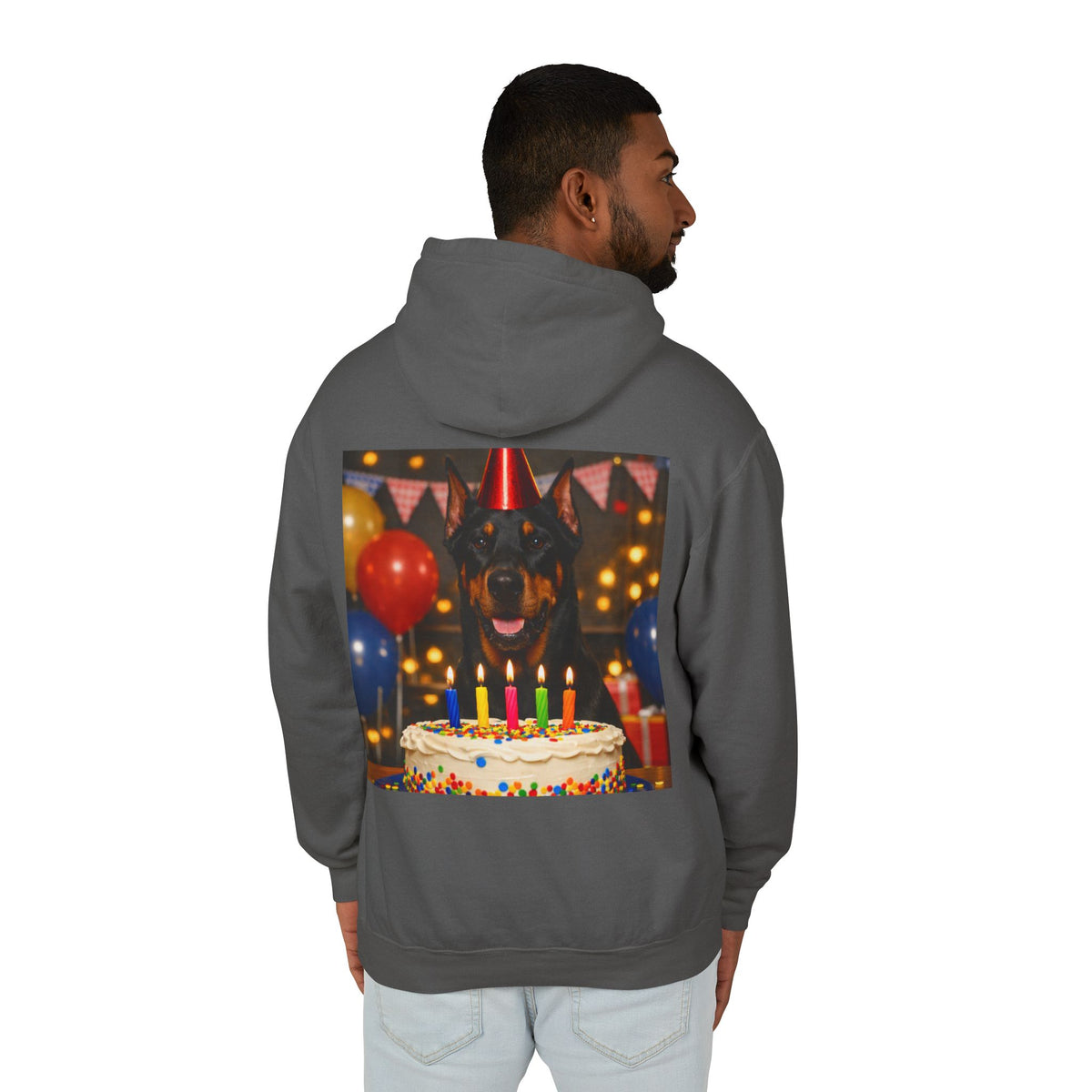 Birthday Buddy Doberman Unisex Lightweight Hoodie