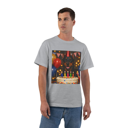 Birthday Buddy Doberman Men's Short-Sleeve Crewneck Tee