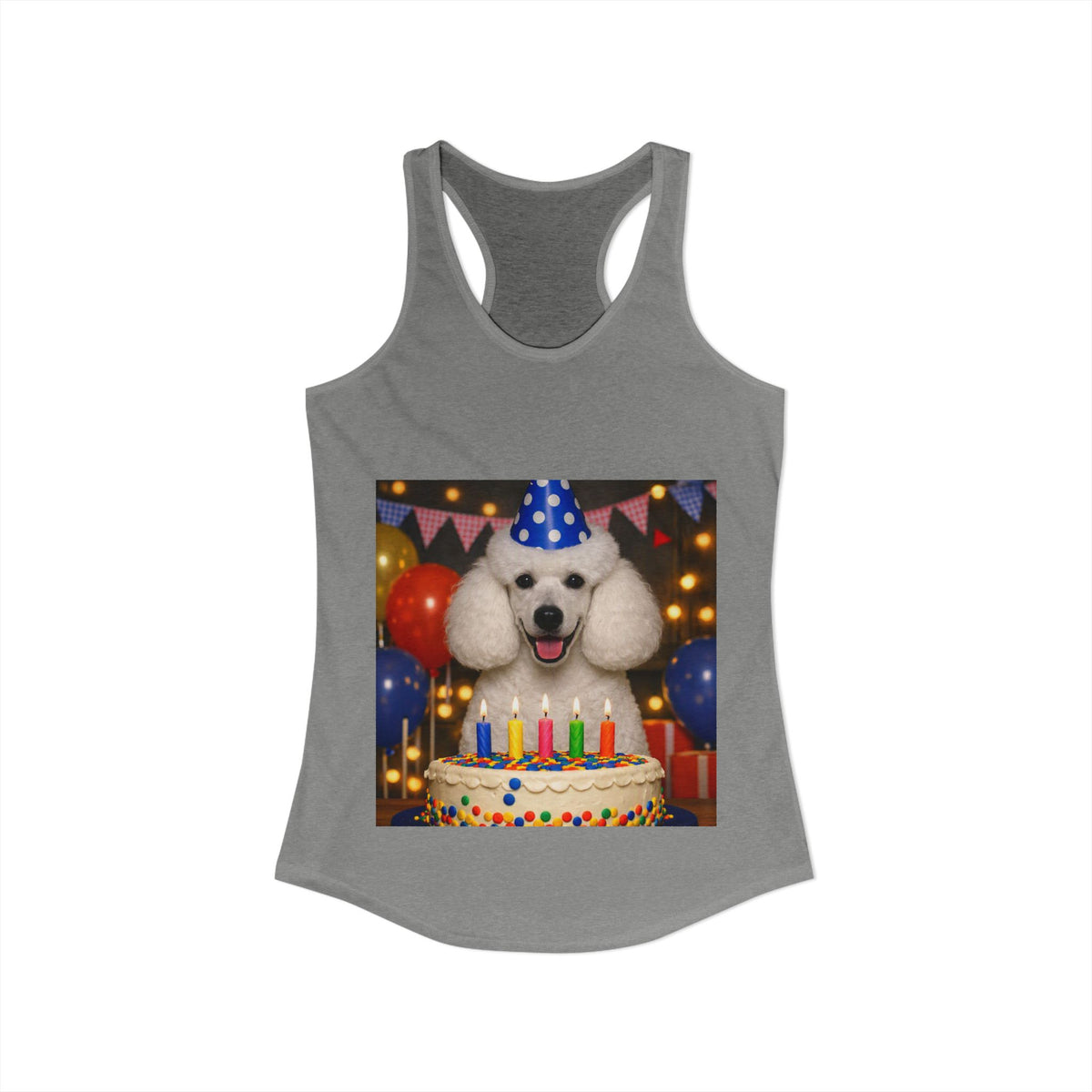 Birthday Buddy Poodle Women's Racerback Tank