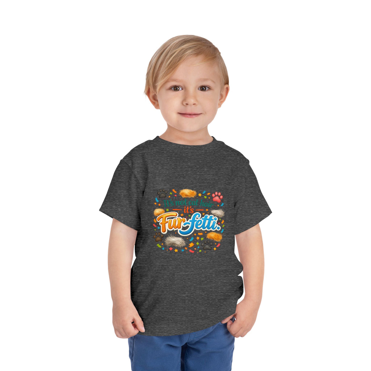 Fur-Fetti Cat Toddler Unisex Short Sleeve Crewneck Tee