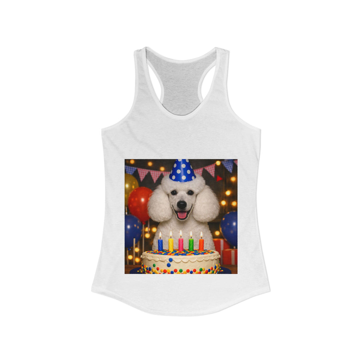 Birthday Buddy Poodle Women's Racerback Tank