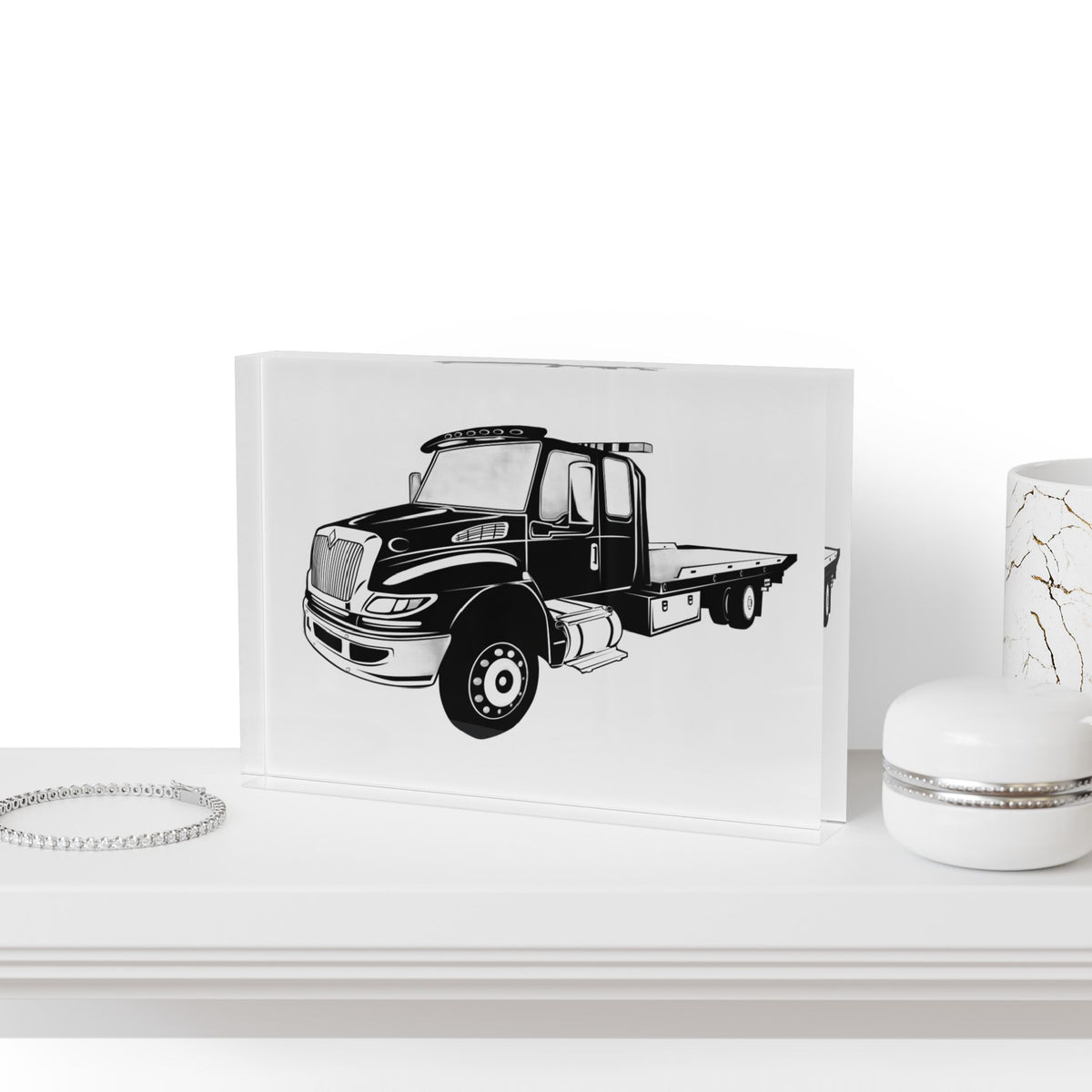 Flatbed Tow Truck Acrylic Photo Block