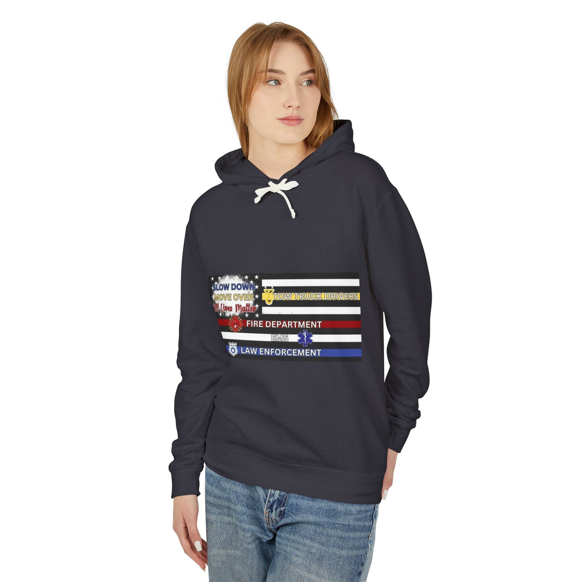 Slow Down Move Over Flag Unisex Lightweight Hoodie