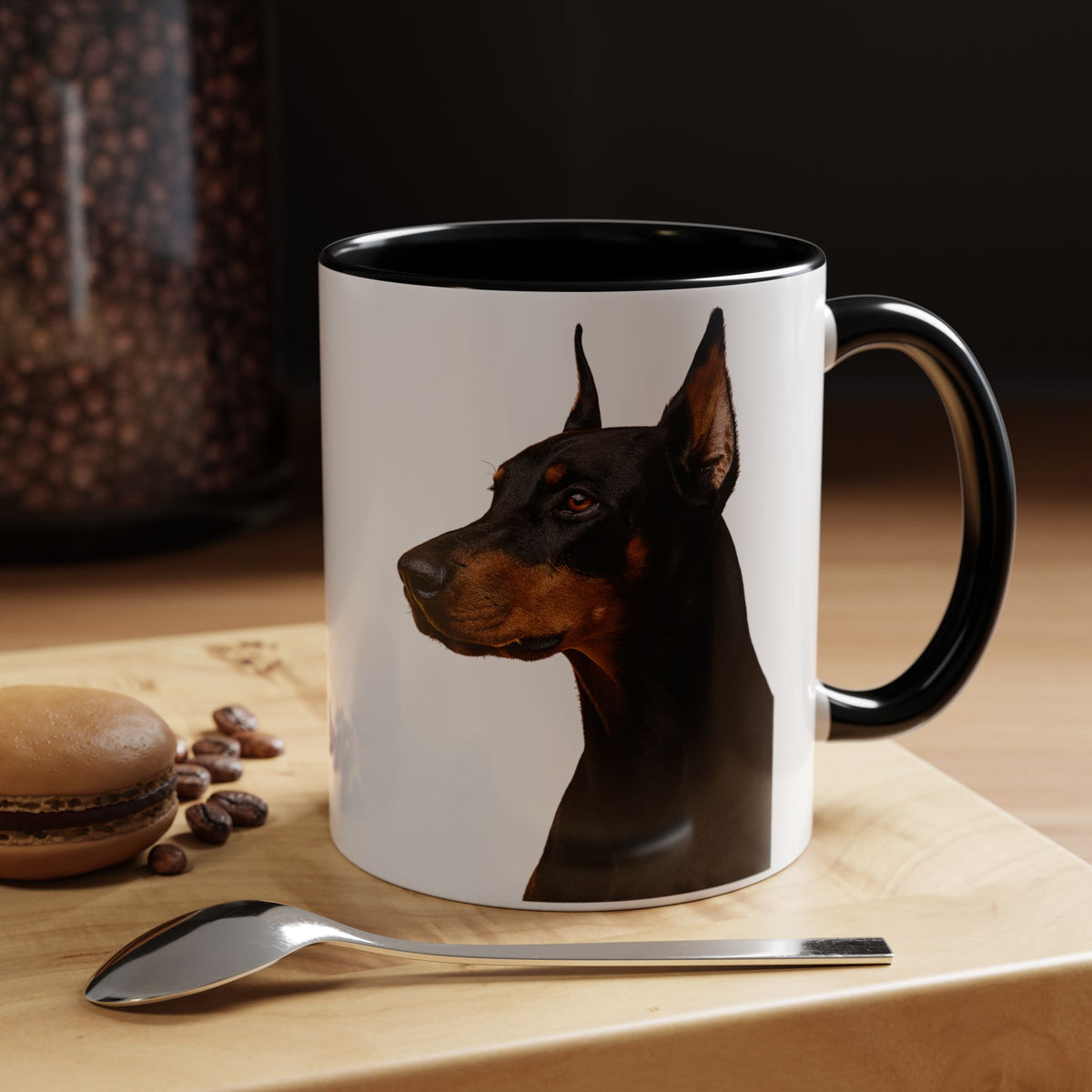 Doberman Head 2-Tone Coffee Mug