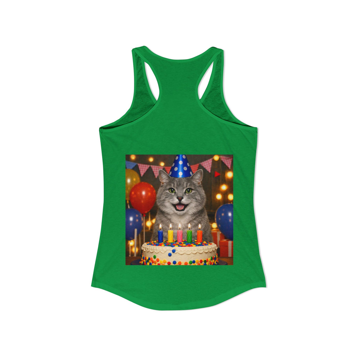 Birthday Buddy Cat Women's Racerback Tank
