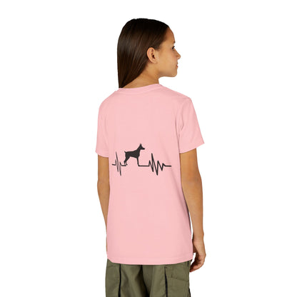 My Heart Beats For Dobermans Youth Unisex Short Sleeve Crewneck Tee