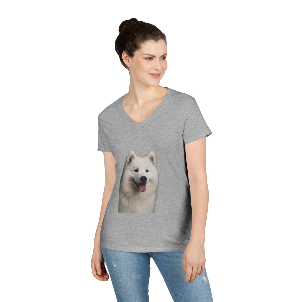 Samoyed Head Women's V-Neck Tee