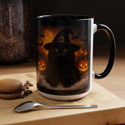 Witch Hat Pack Cat 2-Tone Coffee Mug