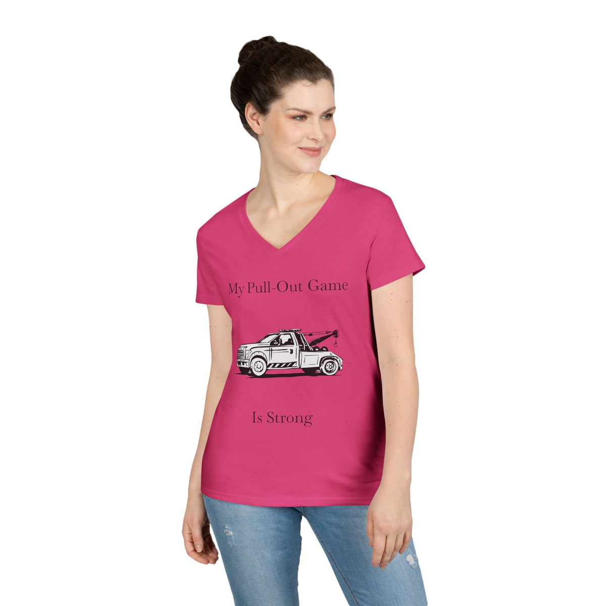 Pull Out Wheel Lift Tow Truck Women's V-Neck Tee