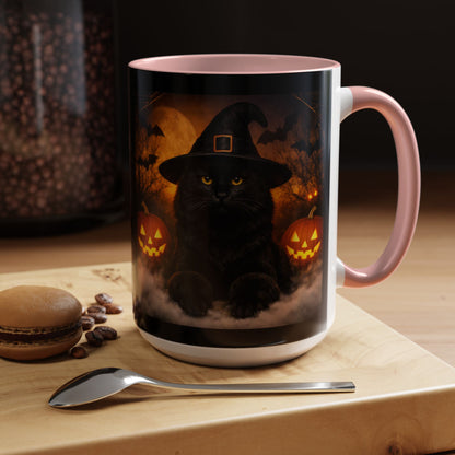 Witch Hat Pack Cat 2-Tone Coffee Mug