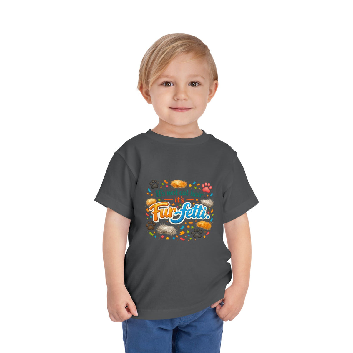 Fur-Fetti Cat Toddler Unisex Short Sleeve Crewneck Tee