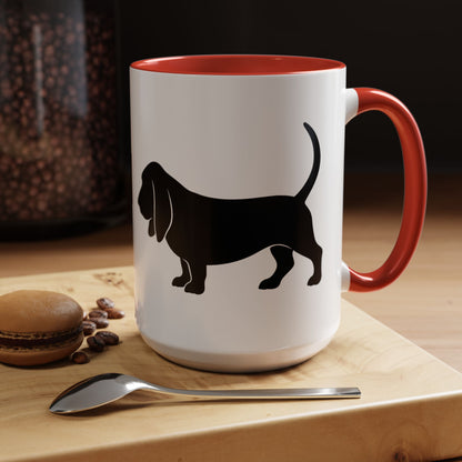 Basset Silhouette 2-Tone Coffee Mug