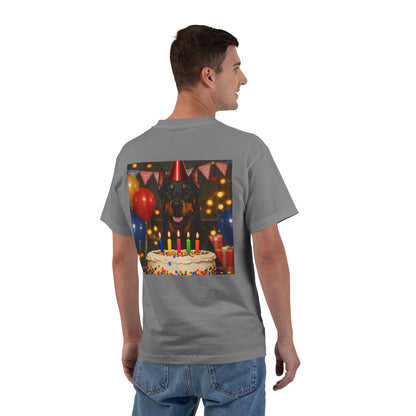Birthday Buddy Doberman Men's Short-Sleeve Crewneck Tee