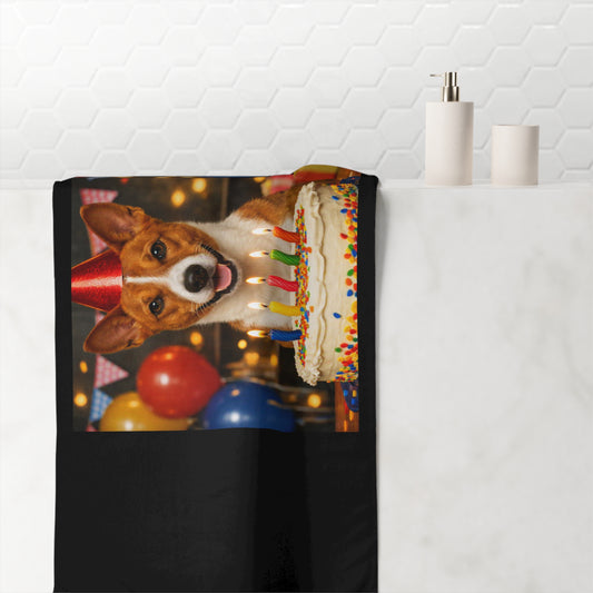 Birthday Buddy Basenji Mink-Cotton  Beach Towel