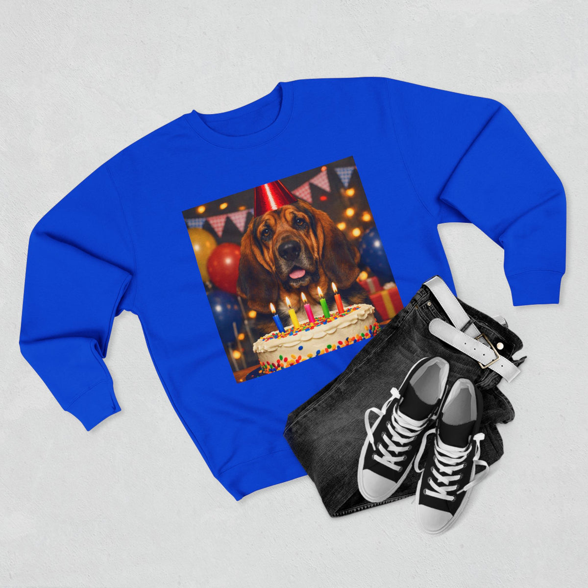 Birthday Buddy Bloodhound Unisex Crewneck Sweatshirt
