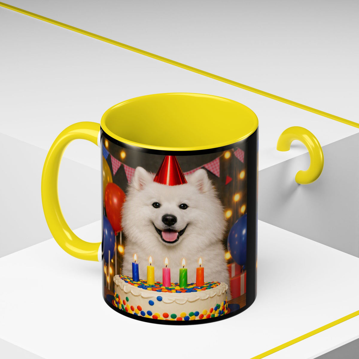 Birthday Buddy Samoyed 2-Tone Coffee Mug