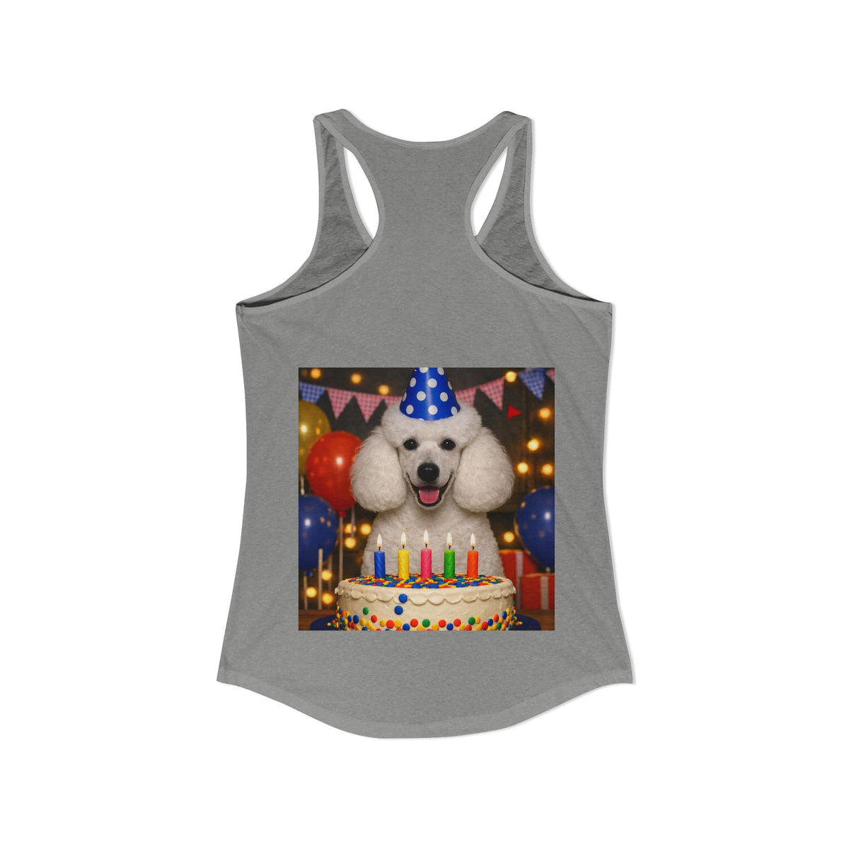 Birthday Buddy Poodle Women's Racerback Tank