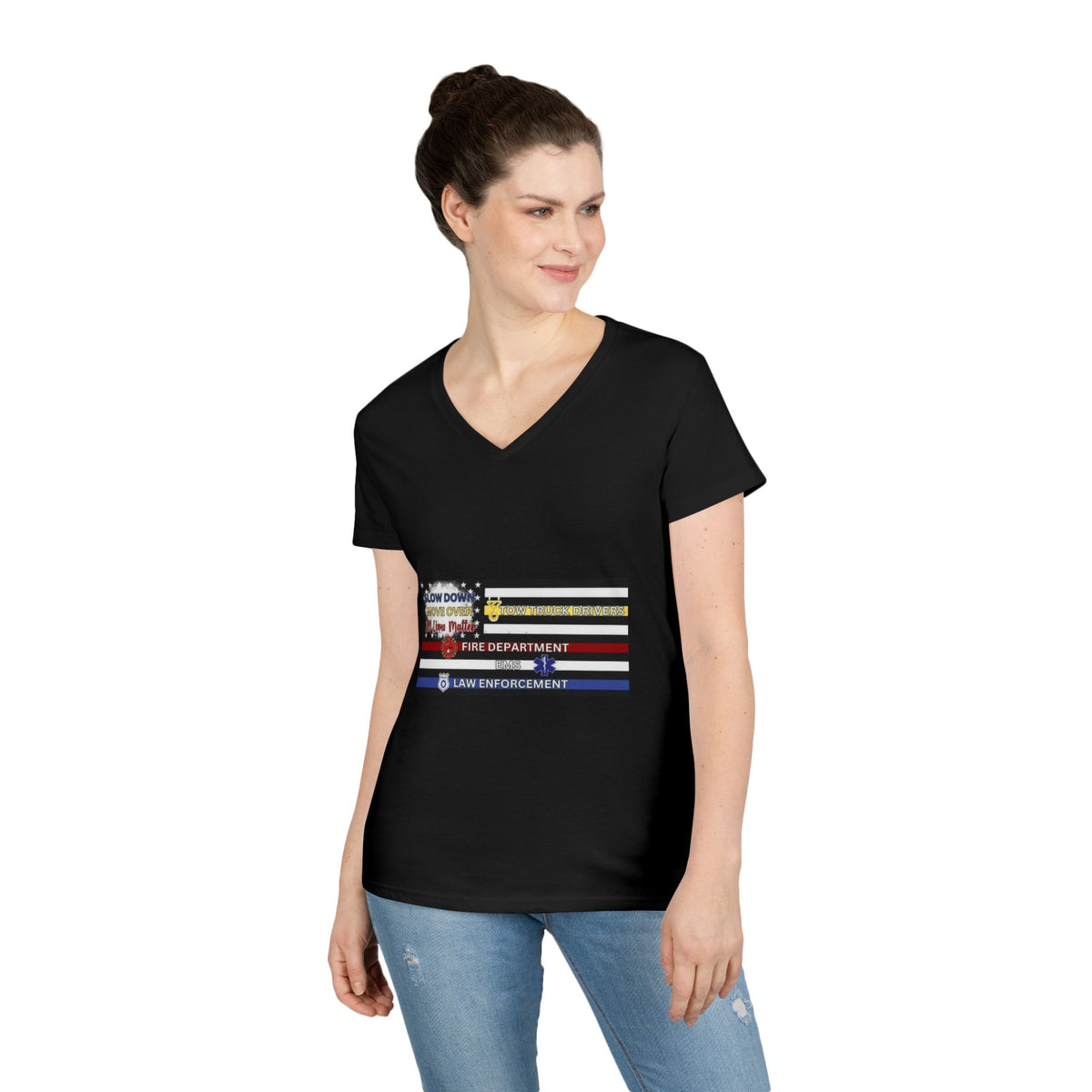 Slow Down Move Over Flag Women's V-Neck Tee