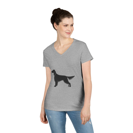 English Setter Silhouette Women's V-Neck Tee