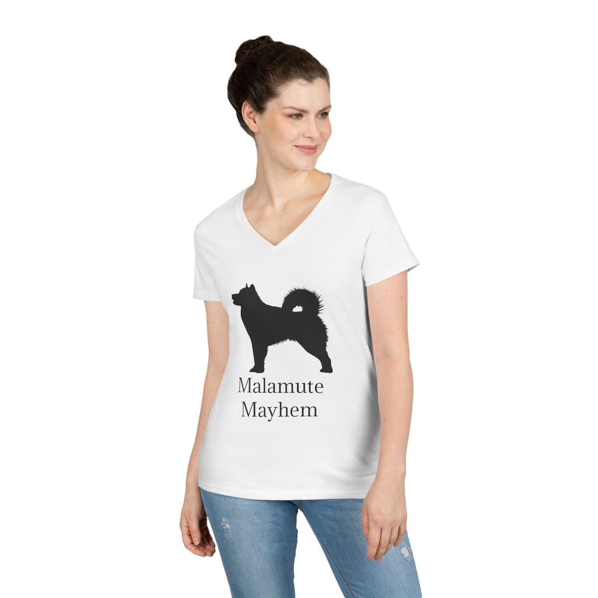 Malamute Mayhem Women's V-Neck Tee