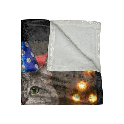 Birthday Buddy Cat Crushed Velvet Blanket