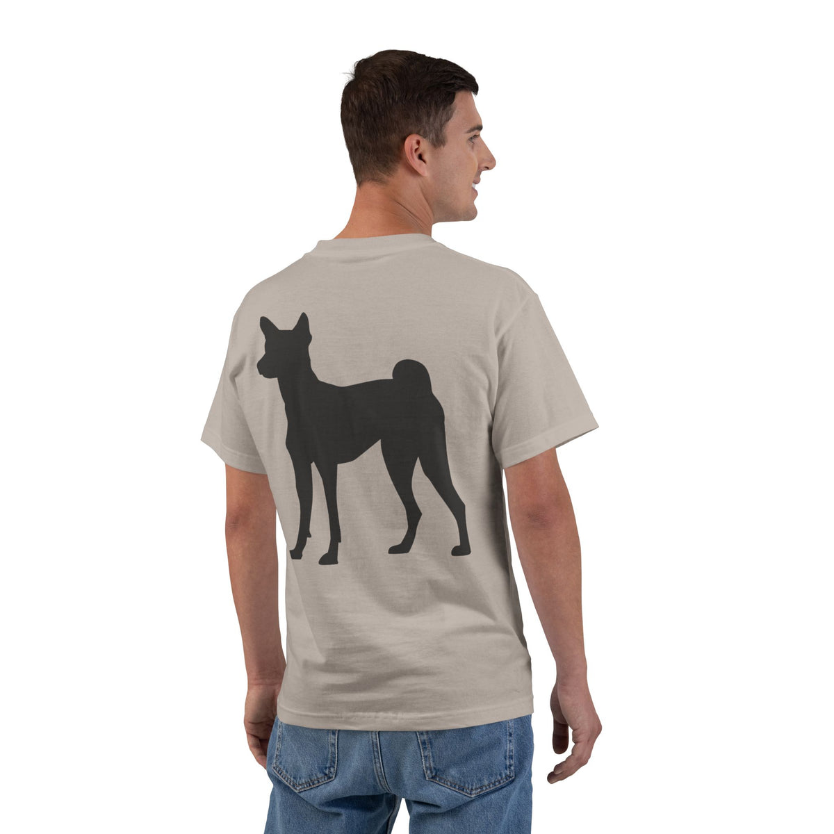 Basenji Silhouette Men's Short-Sleeve Crewneck Tee
