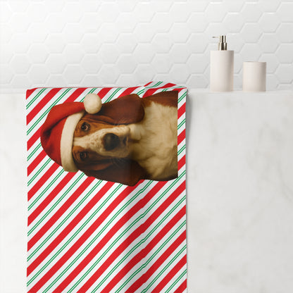 Santa Paws Basset Mink-Cotton  Beach Towel