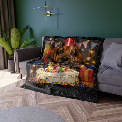 Birthday Buddy Bloodhound Crushed Velvet Blanket