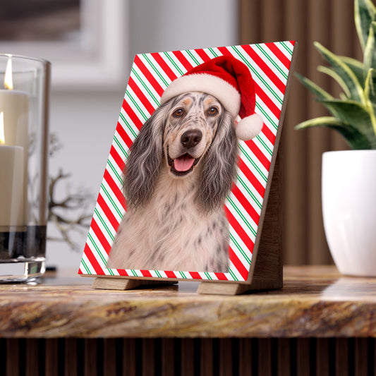 Santa Paws English Setter Ceramic Photo Tile