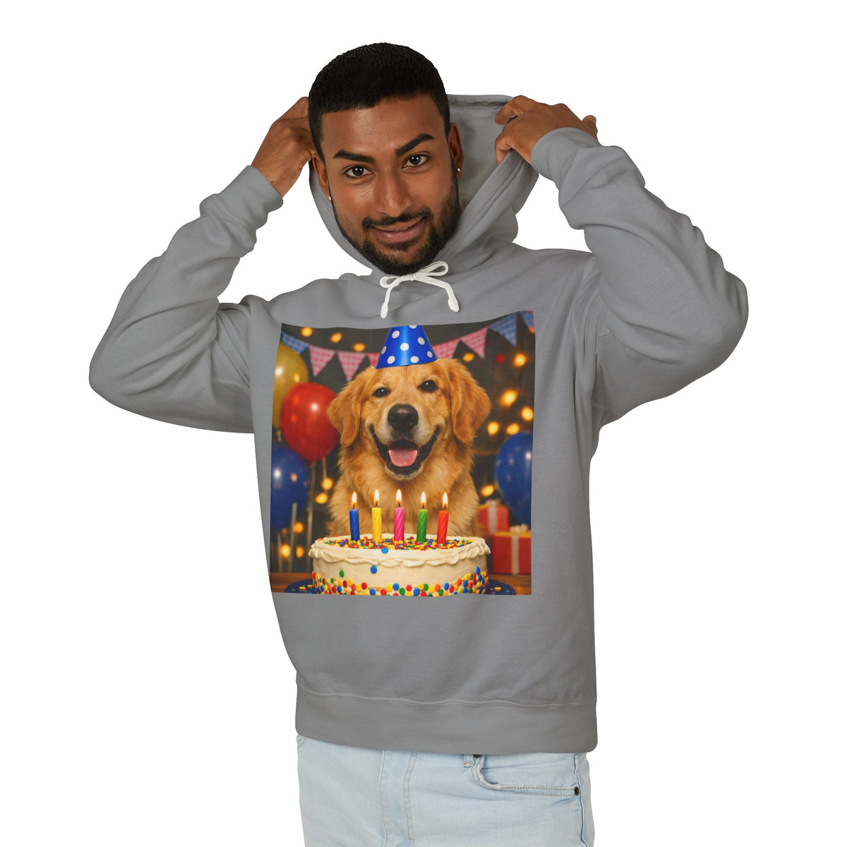 Birthday Buddy Golden Unisex Lightweight Hoodie