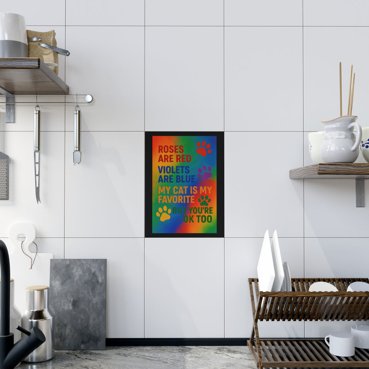 Roses Are Red Cat Ceramic Photo Tile