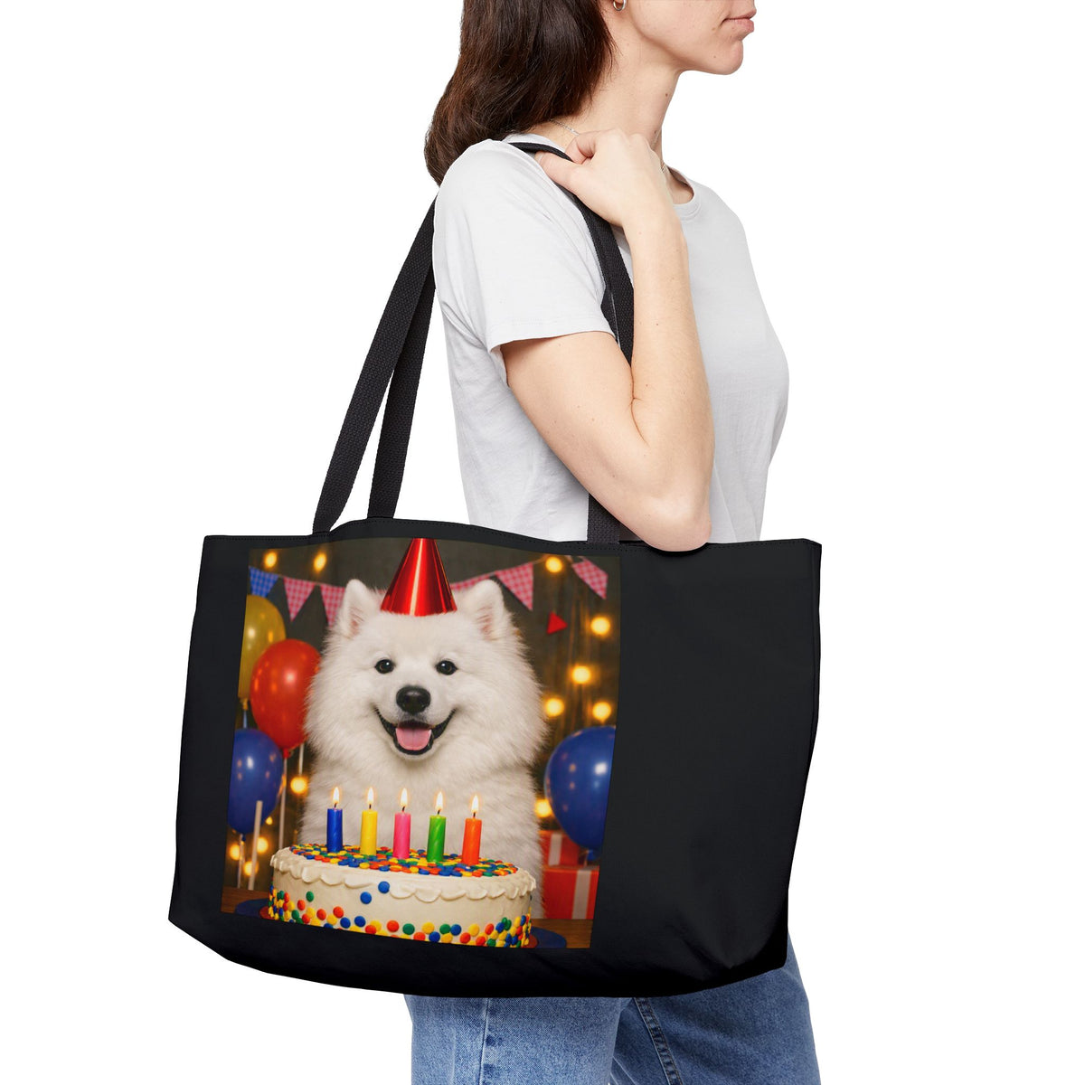 Birthday Buddy Samoyed Weekender Tote Bag