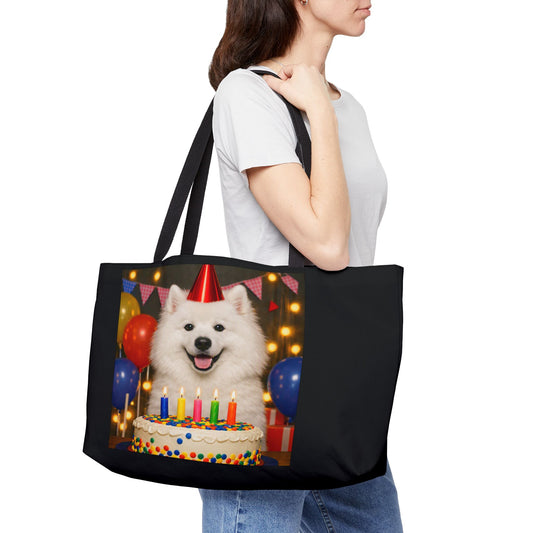 Birthday Buddy Samoyed Weekender Tote Bag