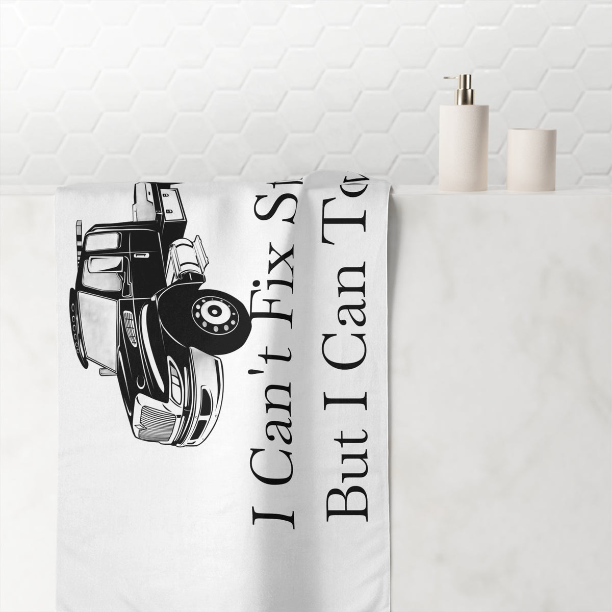 I Can't Fix Stupid Flatbed Tow Truck Mink-Cotton  Beach Towel
