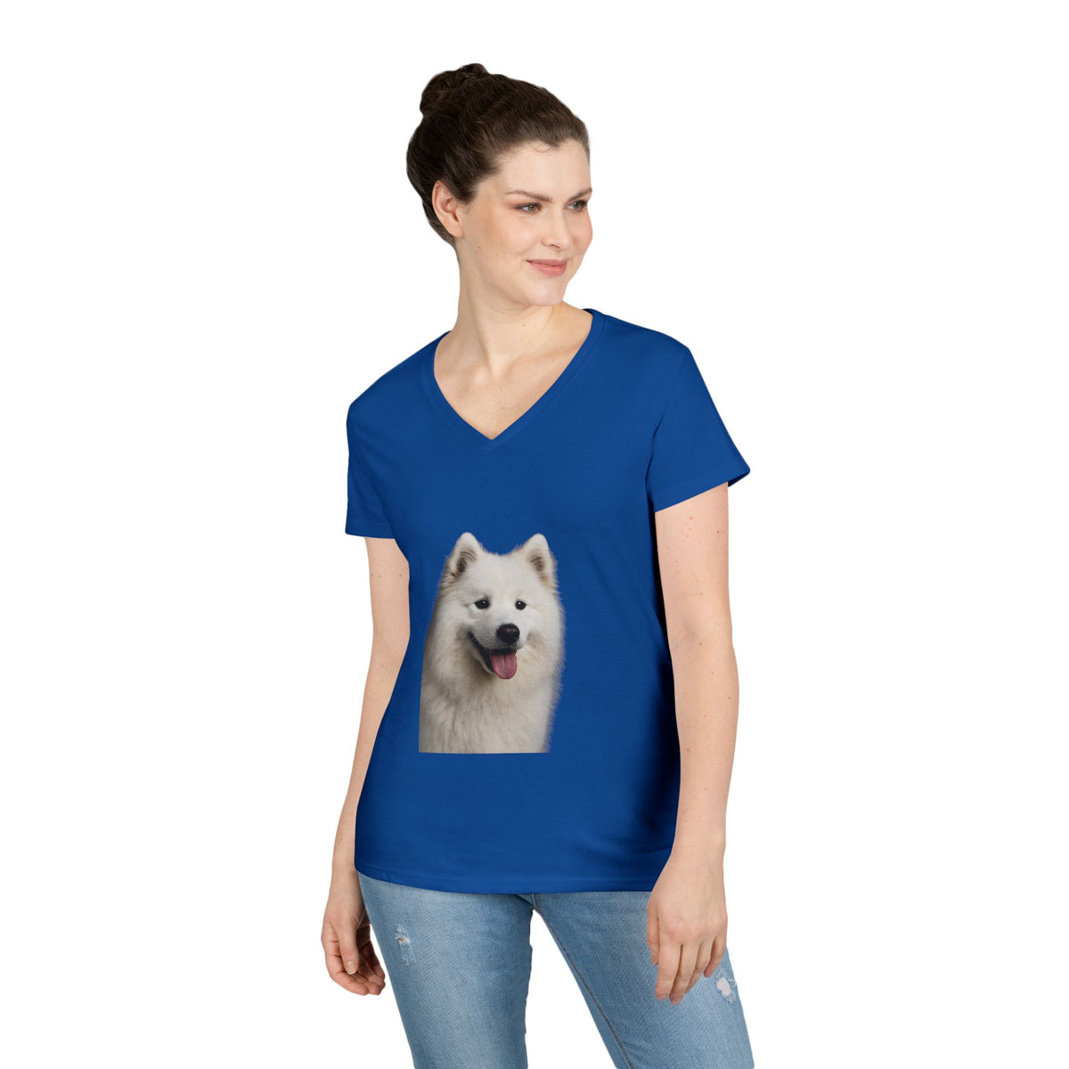 Samoyed Head Women's V-Neck Tee