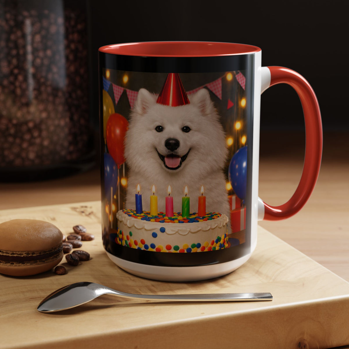 Birthday Buddy Samoyed 2-Tone Coffee Mug