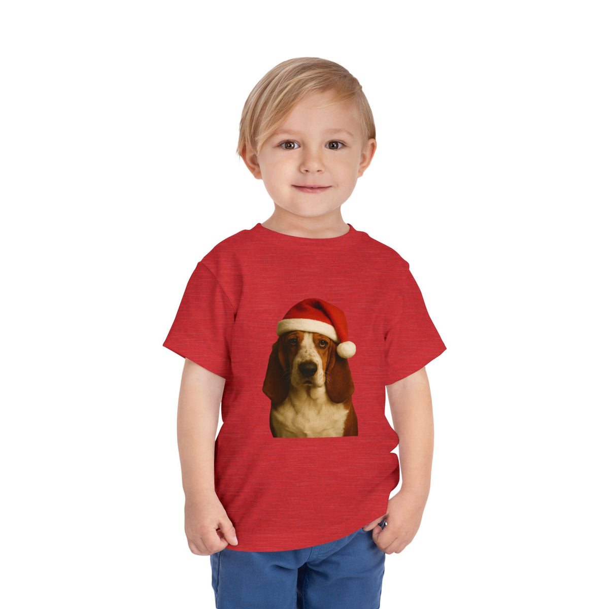 Santa Paws Basset Toddler Unisex Short Sleeve Crewneck Tee