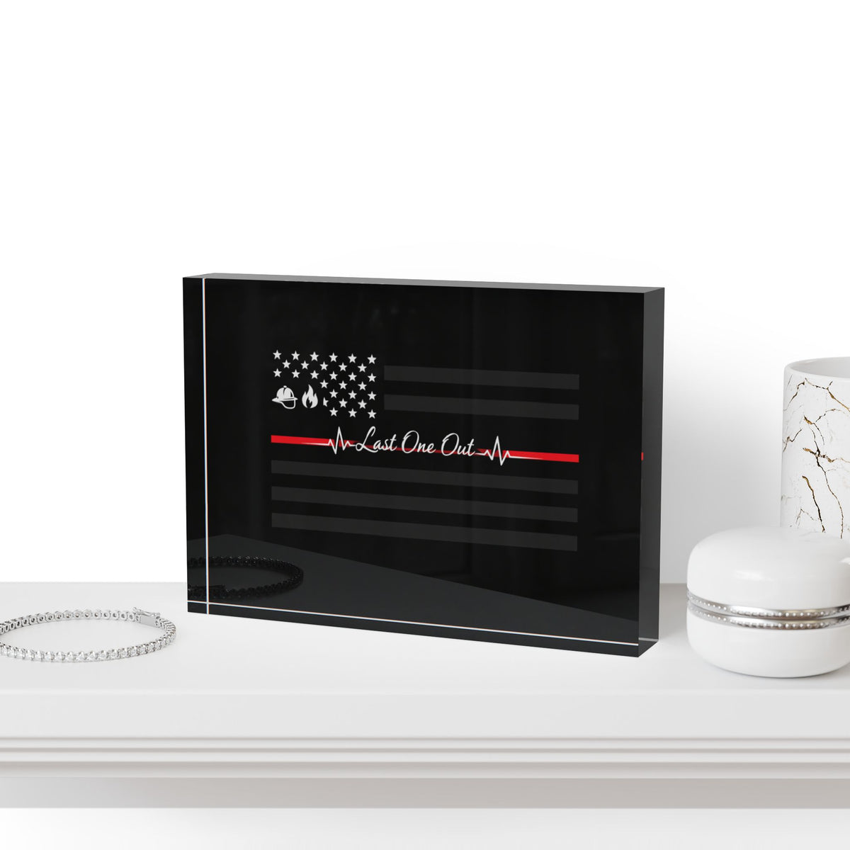 Thin Red Line Acrylic Photo Block