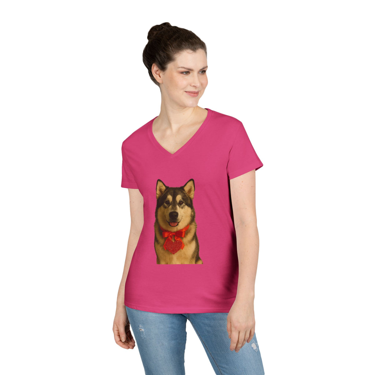 Cupid's Companion Malamute Women's V-Neck Tee