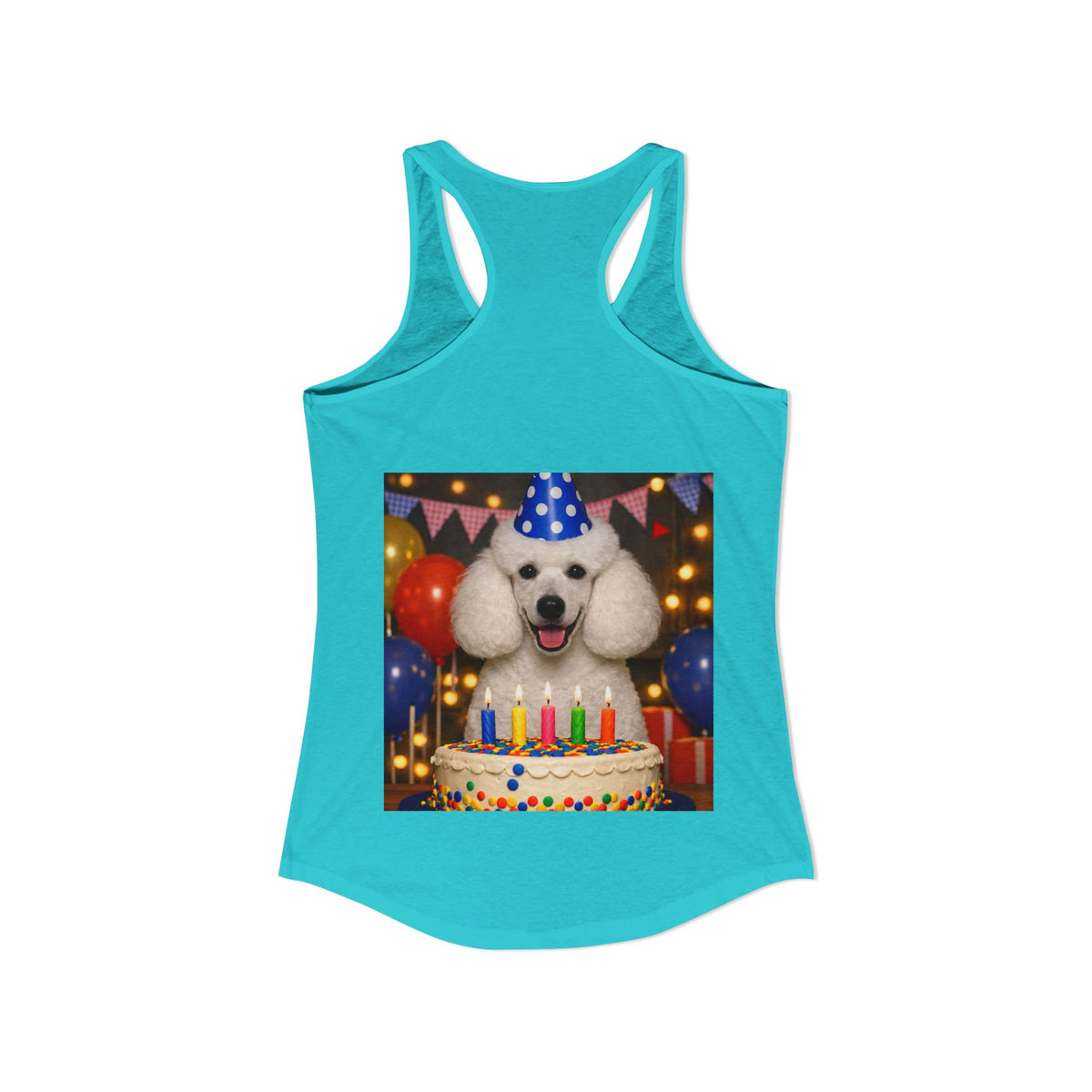 Birthday Buddy Poodle Women's Racerback Tank