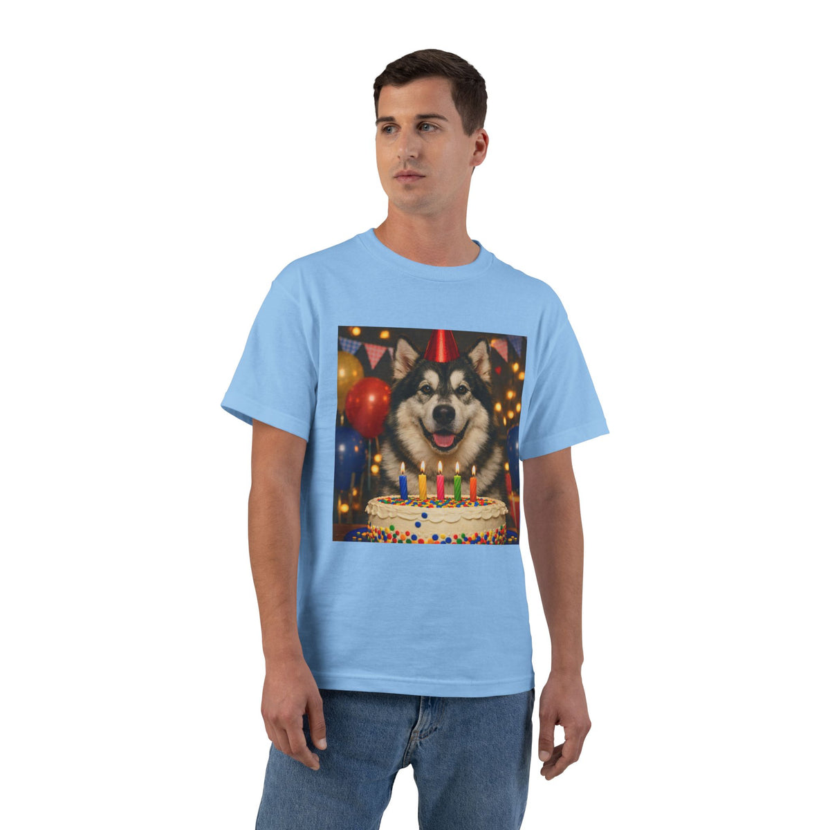 Birthday Buddy Malamute Men's Short-Sleeve Crewneck Tee